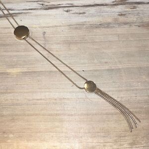 Gold Tone Snake Chain Tassel Necklace Metal Adjustable